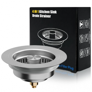 WEEKUU Kitchen Sink Drain Strainer, 4 in 1 All Stainless Steel Sink Strainer @ Amazon