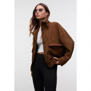 Stradivarius UK 宽松版仿麂皮夹克仅需£59.99