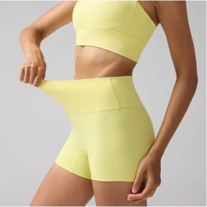 Solid Color High-Waisted Yoga Shorts for Women Quick Dry Breathable Fitness Sport Running Cycling