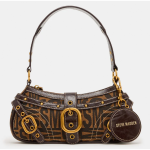 Steve Madden Motorr 标志印花复古搭扣棕色手提包腋下包仅需$66.75