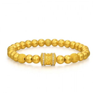 Chow Sang Sang 文化祝福 「東方古祖」999.9黃金鑲嵌鑽石轉運珠手鍊