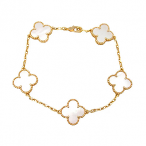 FARFETCH UK官网 二手Van Cleef & Arpels 18K玫瑰金半定制Alhambra Bless 5图案手链（2010年代典藏款）85折热卖 
