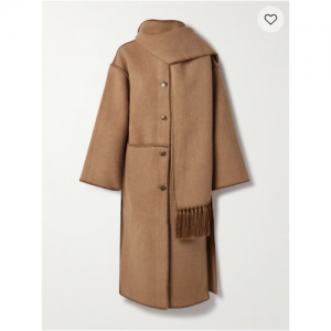 TOTEME Draped fringed wool-blend bouclé coat