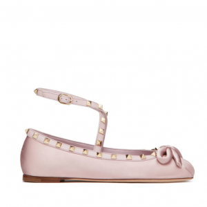 Valentino Garavani Rockstud 缎面芭蕾平底鞋