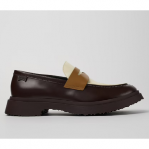 Twins Brown and white leather loafers for men