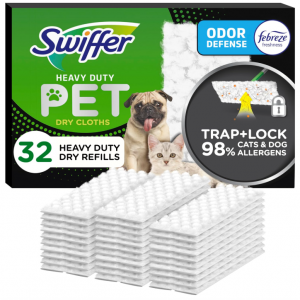 Swiffer Sweeper Pet, Heavy Duty Dry Sweeping Cloth Refills with Febreze Odor Defense @ Amazon