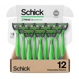Schick Xtreme 3 Original Sensitive Disposable Razors for Men, 12ct @ Amazon