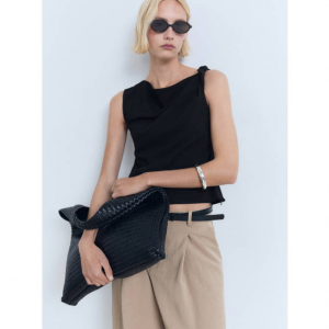 MANGO Asymmetrical draped top with straps