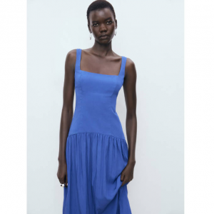 MANGO 喇叭棉质连衣裙