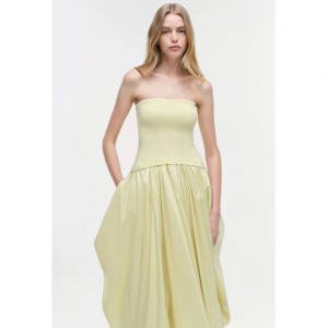 Simkhai Izzy Strapless Taffeta Midi Dress
