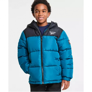 Reebok Big Boys Contrast Yoke Promo Long Sleeve Puffer Jacket