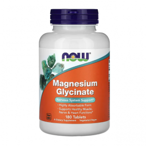 NOW Foods, 甘氨酸鎂，180 片（每片 100 毫克）