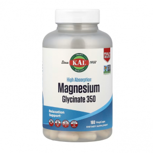 KAL, 高吸收甘氨酸鎂 350，160 粒素食膠囊
