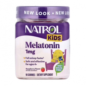 Natrol, 兒童，褪黑荷爾蒙，4 歲及以上，樹莓味，1 毫克，90 粒軟糖