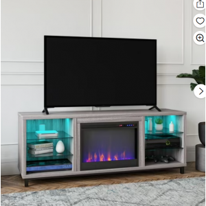 Walmart - 64.8英寸 Ameriwood Lumina Deluxe 壁炉电视柜，适用70英寸电视(浅胡桃色)，直降$251 