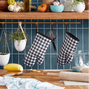 KITCHENAID Gingham烤箱手套 2只装 黑色  @ Amazon