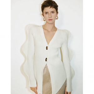 Urban Revivo 波浪袖V领针织开衫