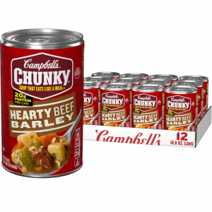 Campbell's Chunky Soup, Hearty Beef and Barley Soup, 18.8 Oz Can (Case of 12) @ Amazon