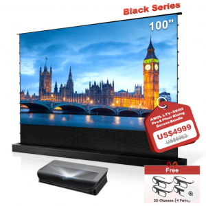$1963 off AWOL Vision LTV-3500 Pro 4K UST Laser Projector + Motorized Floor Rising Screen Bundle