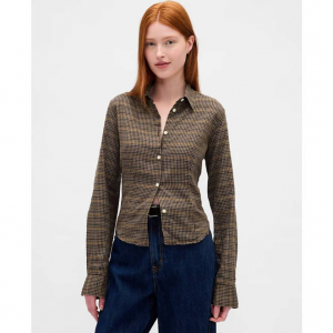 Gap 法兰绒修身格子衬衫