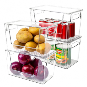 Tiawudi 4 Pack Large Stackable Storage Bins, Plastic Container Organizer with Open Front @ Amazon