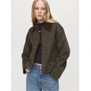 MANGO Denim barn jacket with corduroy collar