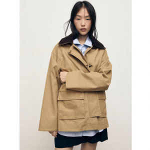 MANGO Oversized barn jacket with contrasting collar