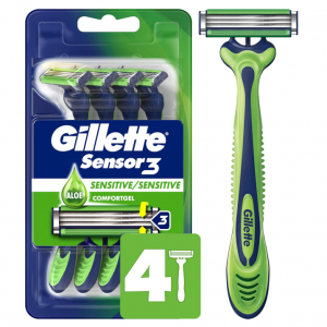 Gillette Sensor3 Sensitive Men's Disposable Razor, 4 Razors @ Amazon