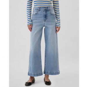 Gap 高腰阔腿九分牛仔裤