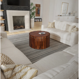 Myla 31英寸手工圆形咖啡桌,带垂直木板