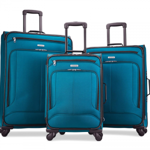American Tourister Pop Max Softside Luggage with Spinner Wheels, Teal, 3-Piece Set (21/25/29)