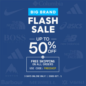 Flash Sale (adidas, Nike, The North Face, Columbia, Barbour, HOKA, BOSS, Salomon) @ Sporting Life