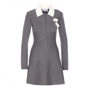 Self-Portrait 钩编针织花卉翻领连衣裙