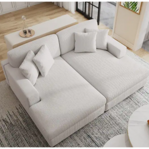 Oversized Modular Sectional Sofa Set with Pillows for Living Room - Beige/2 Chaise
