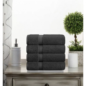 Superior Egyptian Cotton Pile Heavyweight Hand Towel Set of 4 - Charcoal