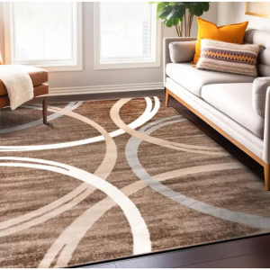 World Rug Gallery Contemporary Abstract Circles Design Area Rug - 4' x 6' - Brown