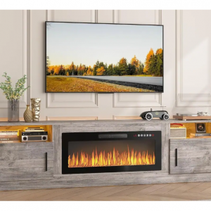 Bossin 80 英寸壁炉电视柜，带 36 英寸电壁炉