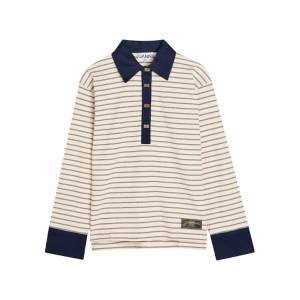 GANNI - Striped cotton polo shirt
