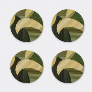 'Tropique' round coaster, set of four, green
