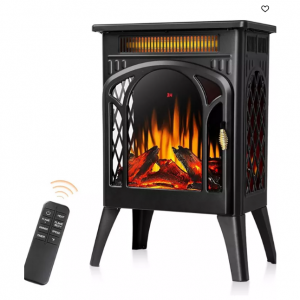 1500W Electric Fireplace Heater with 3D Flame, Remote, Timer & 5100 BTU – Freestanding Infrared He