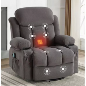 Swinging Recliner Massage Heated Sofa with USB and 2 Cup Holders