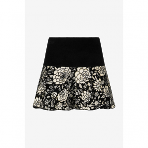 Miniskirt With Jacquard Floral Pattern