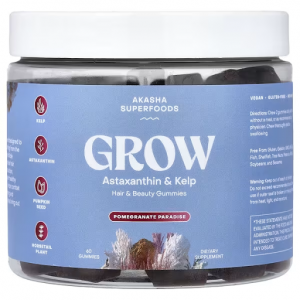 Akasha Superfoods, Grow, Hair & Beauty Gummies, Pomegranate Paradise, 60 Gummies