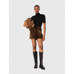 Leopard faux fur mini skirt