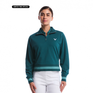 Womens Lightweight Cropped Quarter Zip Golf Jacket