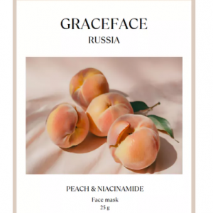 GRACE FACE Тканевая маска для лица увлажняющая с экстрактом персика и ниацинамидом, с экстрактом п