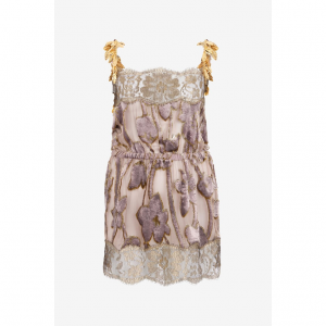 Nude Mini Dress With Floral Pattern