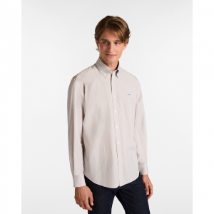 Microstripe Shirt with Dachshund