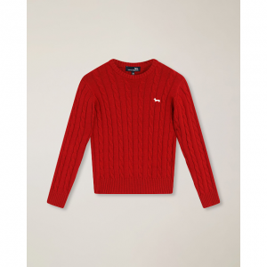 Cable knit sweater with embroidered logo