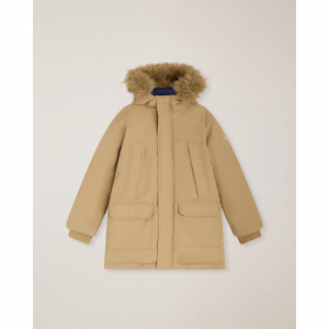 Hooded parka with fur trim